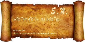 Sáfrán Milán névjegykártya