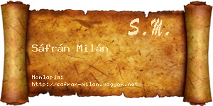 Sáfrán Milán névjegykártya